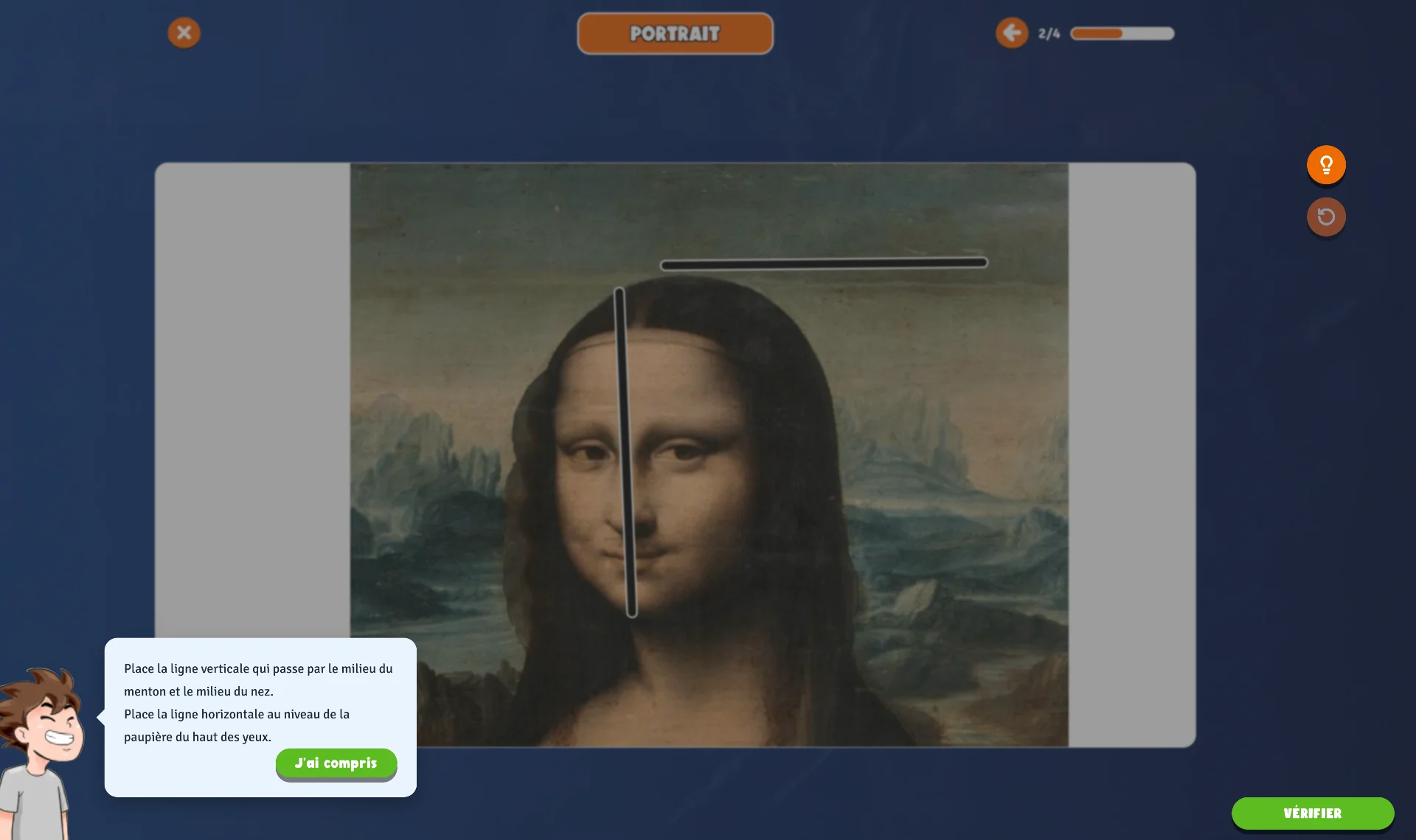 Exercice interactif de proportions sur un portrait à la Joconde