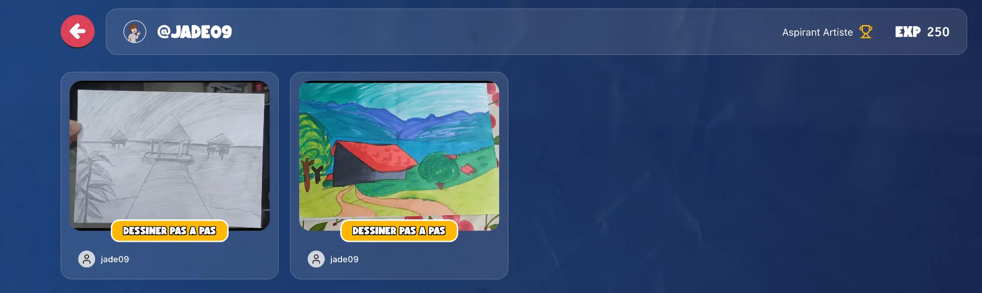 Galerie de dessins pas à pas sur la plateforme Kididraw